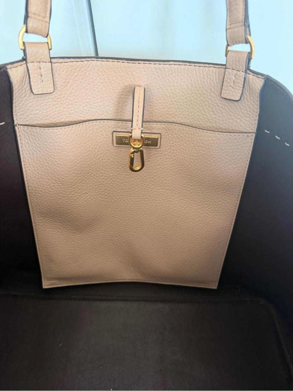TORY BURCH MCGRAW BLUSH PEBBLED LEATHER TASSEL TOTE